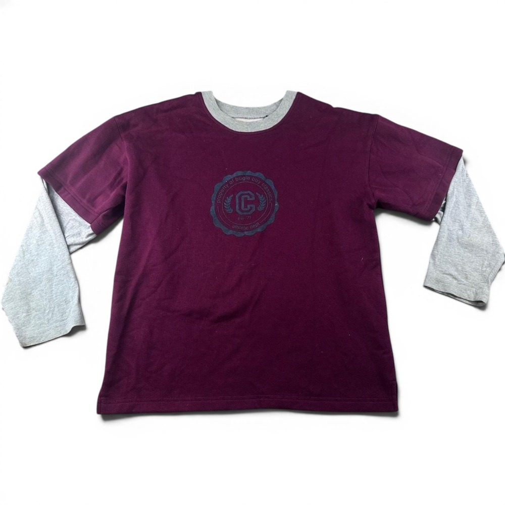 Vintage Bugle Boy T-Shirt Men M‎ Red Colorblock Athletic Dept Long Sleeve Sporty